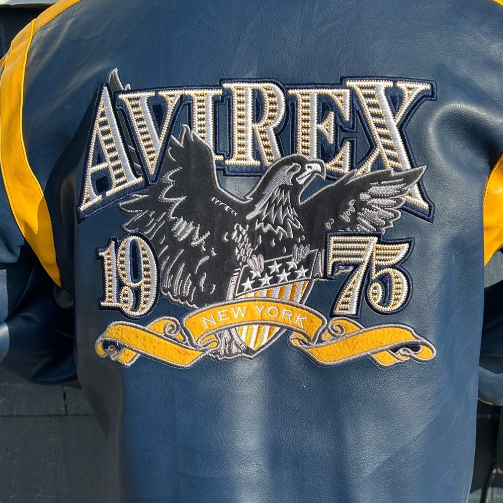 AVIREX 1975 New York leather bomber button down jacket youth large - super rare - Picture 12 of 13
